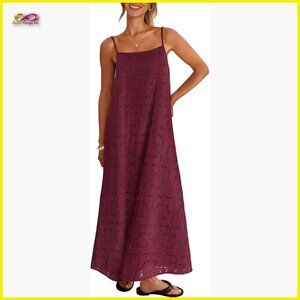 Floral Lace Maxi Dress Boho Chic Summer Sleeveless Adjustable Straps A-Line